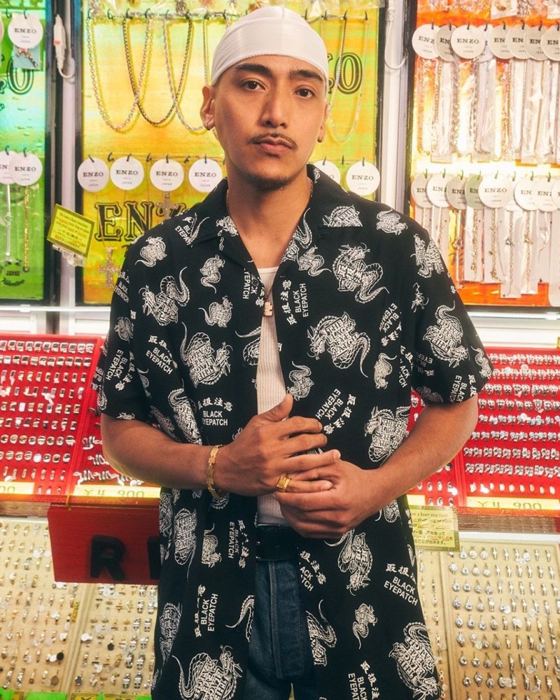 画像3: BlackEyePatch/HWC DRAGON PATTERNED S/S SHIRT（BLACK）