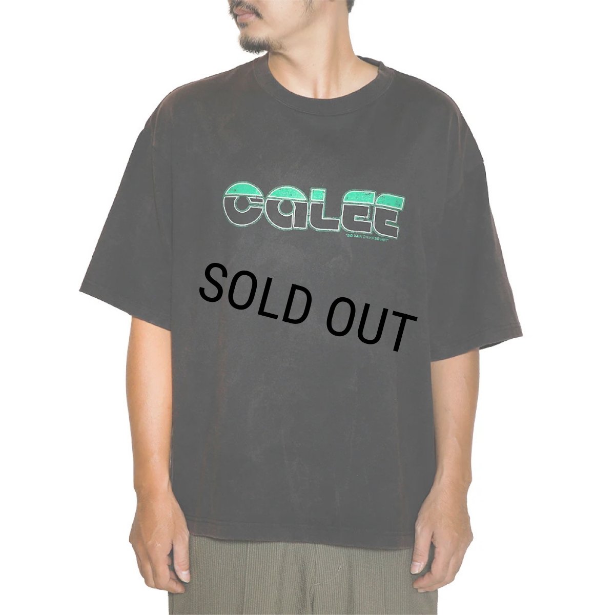 画像5: 【30%OFF】CALEE/CALEE LOGO POWDER BLEACH DROP SHOULDER S/S TEE（USED BLACK）［パウダーブリーチT-24春夏］ (5)