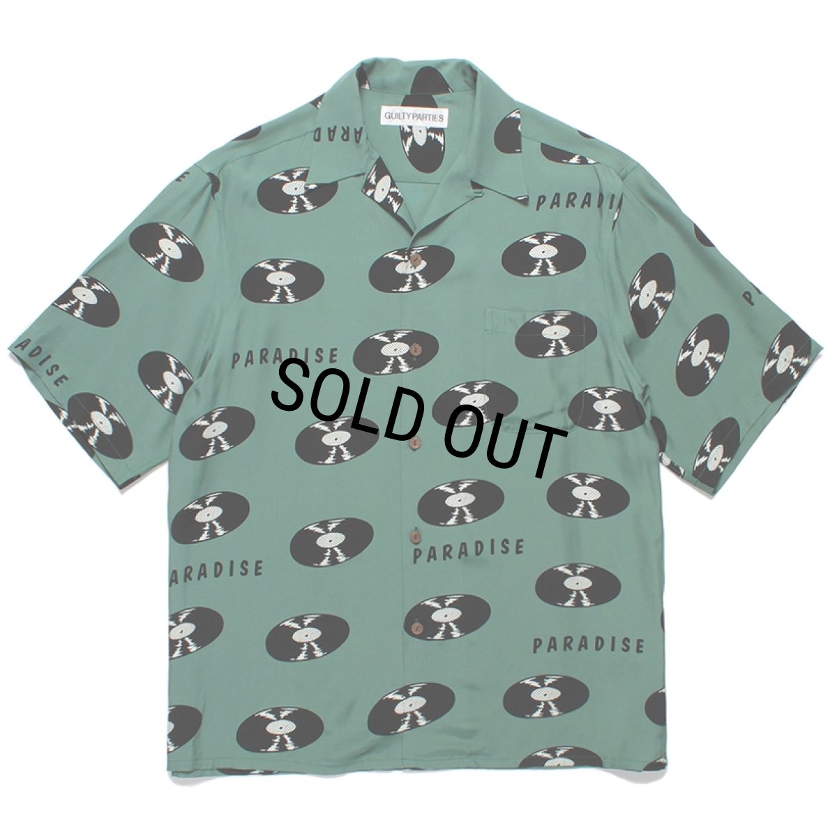 画像1: WACKO MARIA/RECORDS HAWAIIAN SHIRT（GREEN）［レコードハワイアンシャツ-24春夏］ (1)