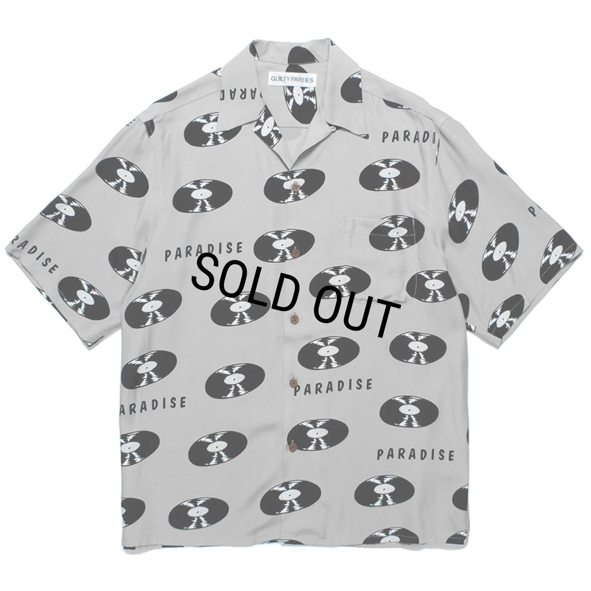 画像1: WACKO MARIA/RECORDS HAWAIIAN SHIRT（GRAY）［レコードハワイアンシャツ-24春夏］ (1)