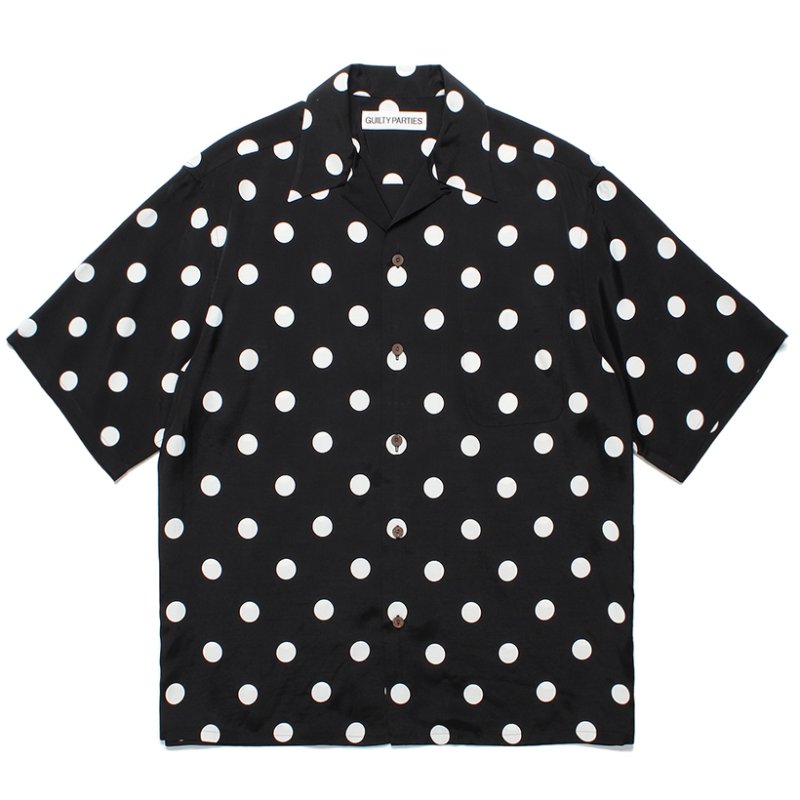 画像1: WACKO MARIA/DOTS OPEN COLLAR SHIRT（BLACK）［ドットオープンカラーシャツ-24春夏］