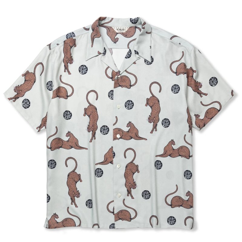 画像1: CALEE/×MIHO MURAKAMI PANTHER DOT PATTERN SH（LIME GRAY）［オープンカラーシャツ-24春夏］