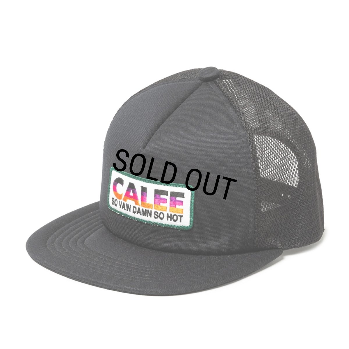 画像1: 【30%OFF】CALEE/CALEE LOGO WAPPEN MESH CAP（BLACK）［ワッペンメッシュキャップ-24春夏］ (1)