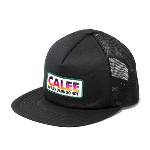 画像1: 【30%OFF】CALEE/CALEE LOGO WAPPEN MESH CAP（BLACK）［ワッペンメッシュキャップ-24春夏］