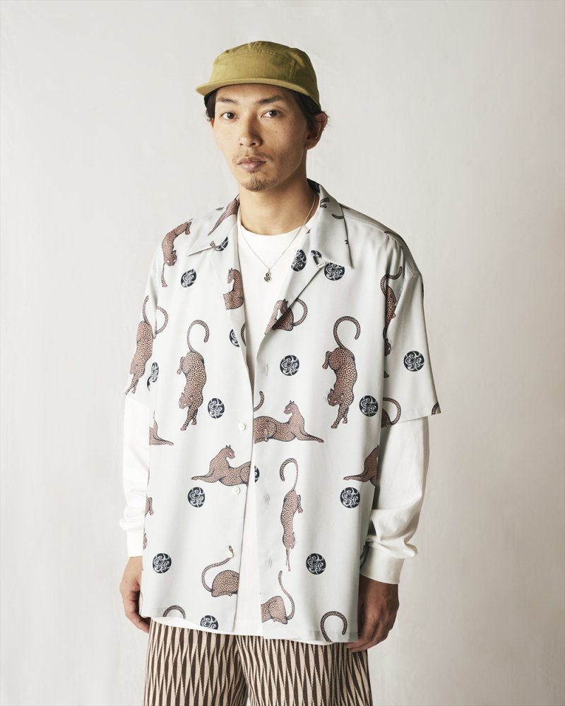 画像2: CALEE/×MIHO MURAKAMI PANTHER DOT PATTERN SH（LIME GRAY）［オープンカラーシャツ-24春夏］