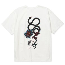 画像1: 【30%OFF】CALEE/×MIHO MURAKAMI BINDER NECK SNAKE VINTAGE TEE（WHITE）［プリントT-24春夏］ (1)