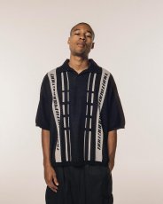画像8: TIGHTBOOTH/STRIPE KNIT OPEN POLO（Black）［ニットオープンポロ-24夏］ (8)