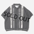 TIGHTBOOTH/STRIPE KNIT OPEN POLO（Black）［ニットオープンポロ-24夏］