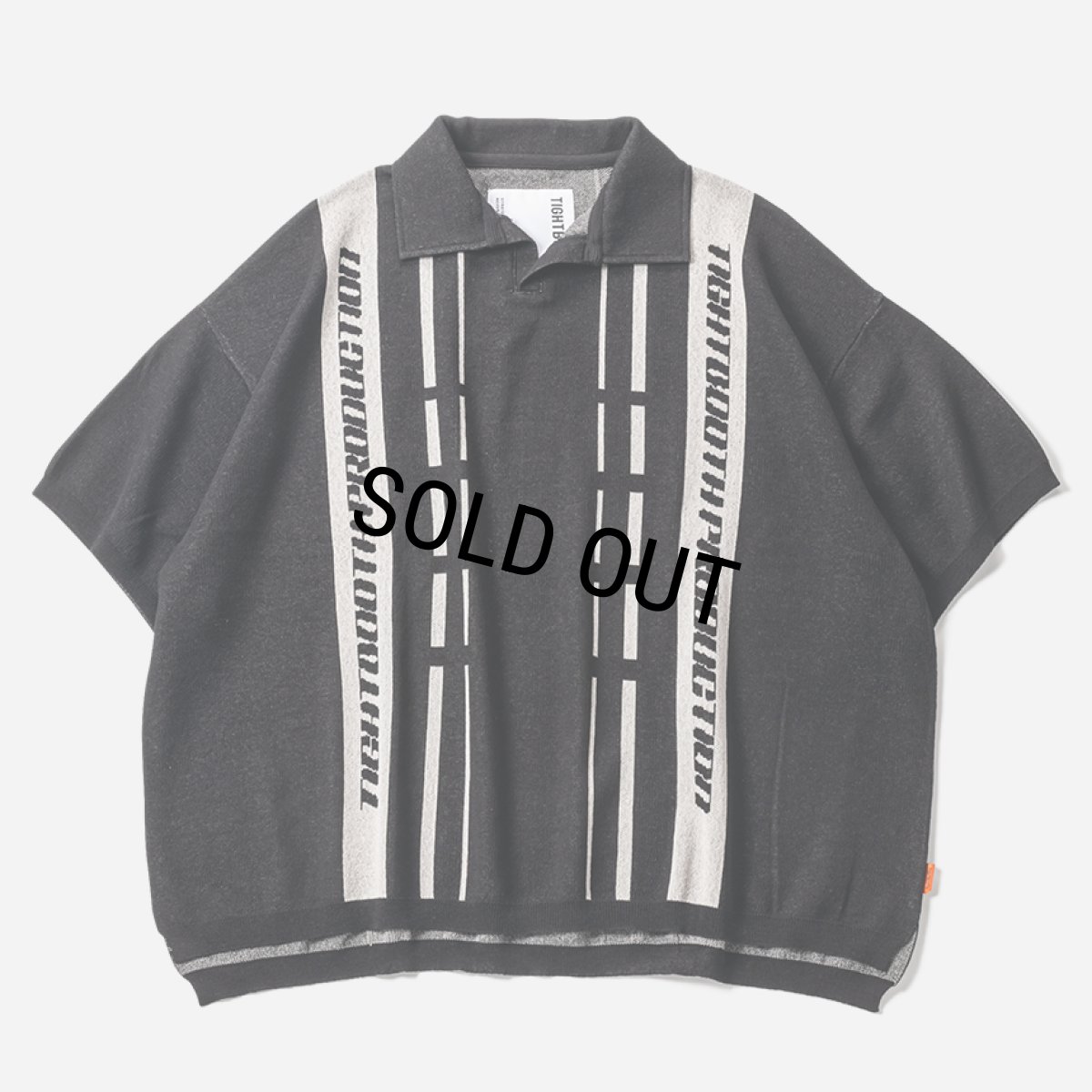 画像1: TIGHTBOOTH/STRIPE KNIT OPEN POLO（Black）［ニットオープンポロ-24夏］ (1)