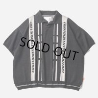 TIGHTBOOTH/STRIPE KNIT OPEN POLO（Black）［ニットオープンポロ-24夏］