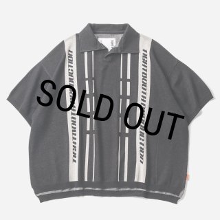 TIGHTBOOTH/STRIPE KNIT OPEN POLO（Black）［ニットオープン