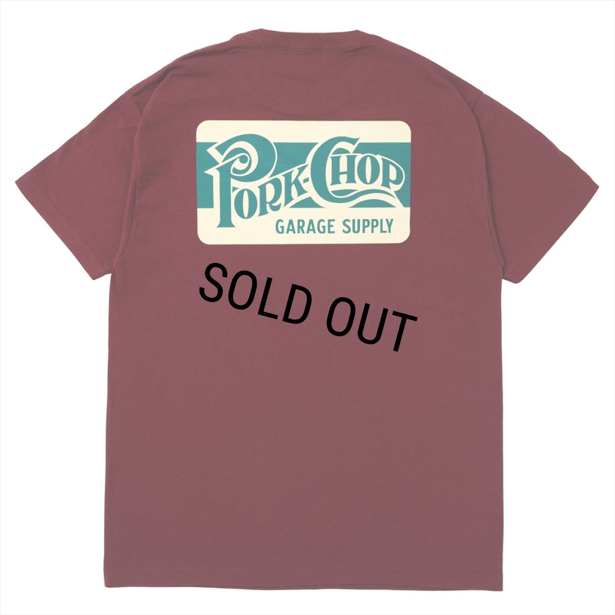 画像1: PORKCHOP/SQUARE LOGO TEE（BURGUNDY）［プリントT-24春夏］ (1)