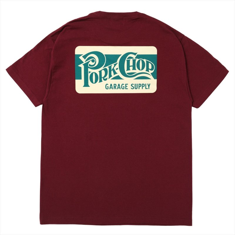 画像2: PORKCHOP/SQUARE LOGO TEE（BURGUNDY）［プリントT-24春夏］