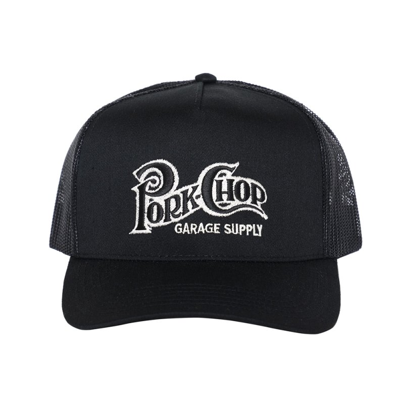 画像1: PORKCHOP/SQUARE LOGO CAP（BLACK）［メッシュキャップ-24春夏］