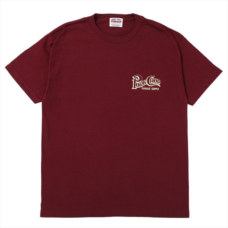 画像1: PORKCHOP/SQUARE LOGO TEE（BURGUNDY）［プリントT-24春夏］