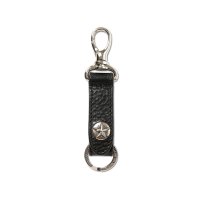CALEE/SILVER STAR CONCHO LEATHER KEY RING（BLACK）［レザーキーリング-25春夏］