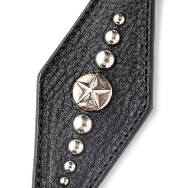 画像2: CALEE/SILVER STAR CONCHO LEATHER KEY RING ＜TYPE A＞（BLACK）［レザーキーリング-24春夏］