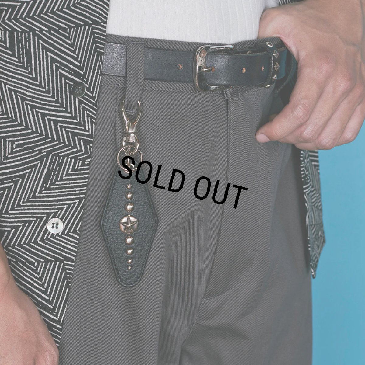 画像5: CALEE/SILVER STAR CONCHO LEATHER KEY RING ＜TYPE A＞（BLACK）［レザーキーリング-24春夏］ (5)