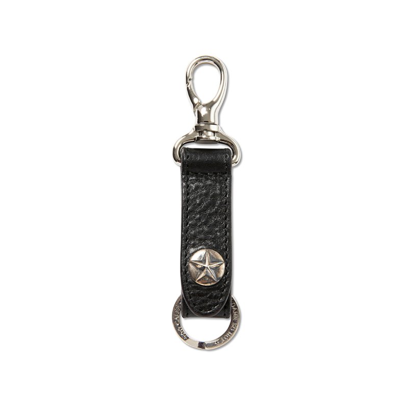 画像1: CALEE/SILVER STAR CONCHO LEATHER KEY RING（BLACK）［レザーキーリング-25春夏］