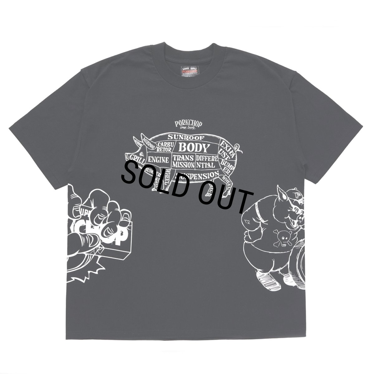 画像1: PORKCHOP/24 MULTI LOGOS TEE（BLACK）［プリントT-24春夏］ (1)