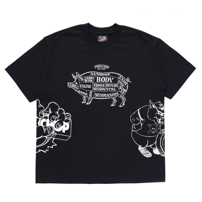画像1: PORKCHOP/24 MULTI LOGOS TEE（BLACK）［プリントT-24春夏］