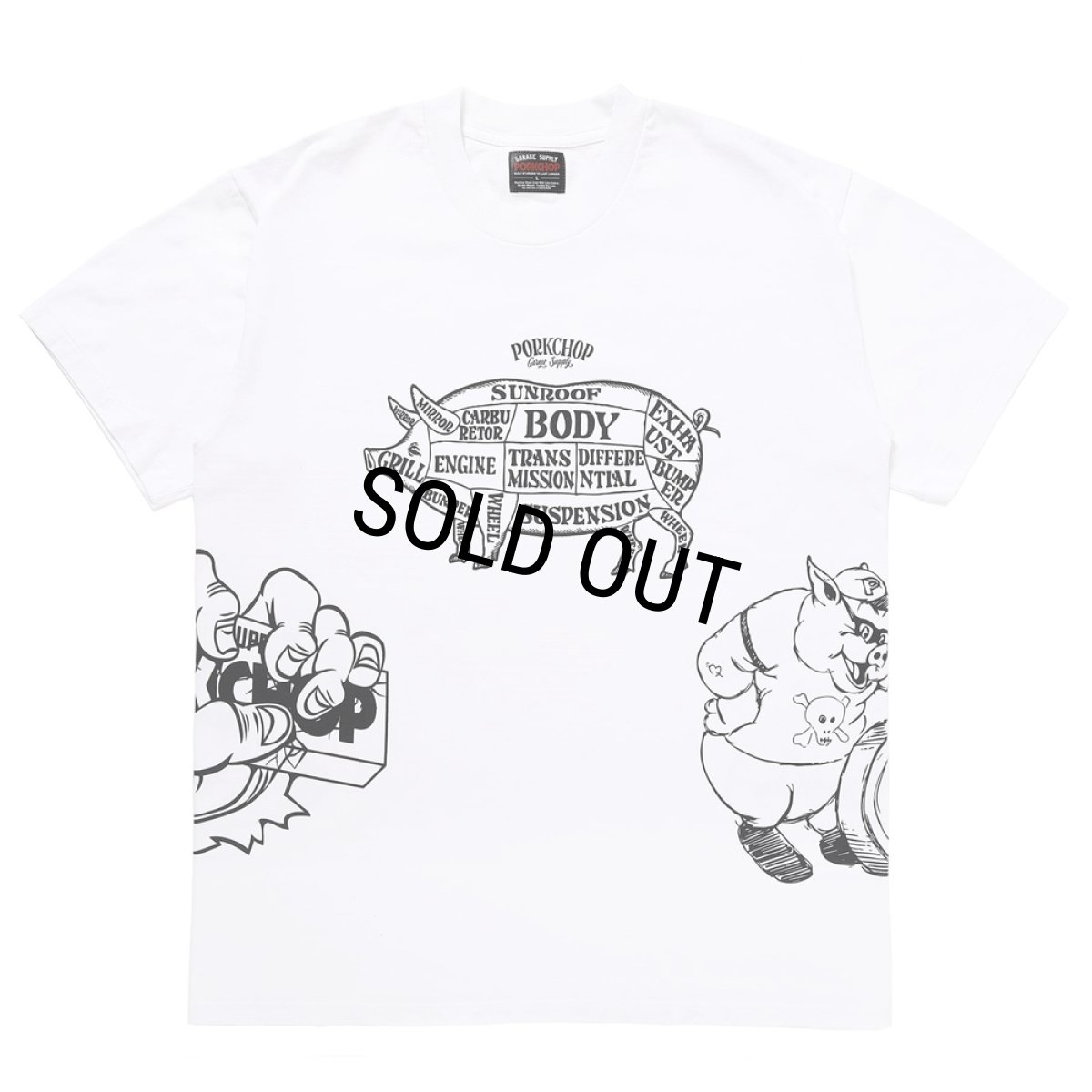 画像1: PORKCHOP/24 MULTI LOGOS TEE（WHITE）［プリントT-24春夏］ (1)