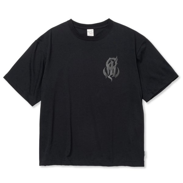 画像1: 【30%OFF】CALEE/MULTI FUNCTION DROP SHOULDER LOGO TEE（BLACK）［ドロップショルダープリントT-24春夏］