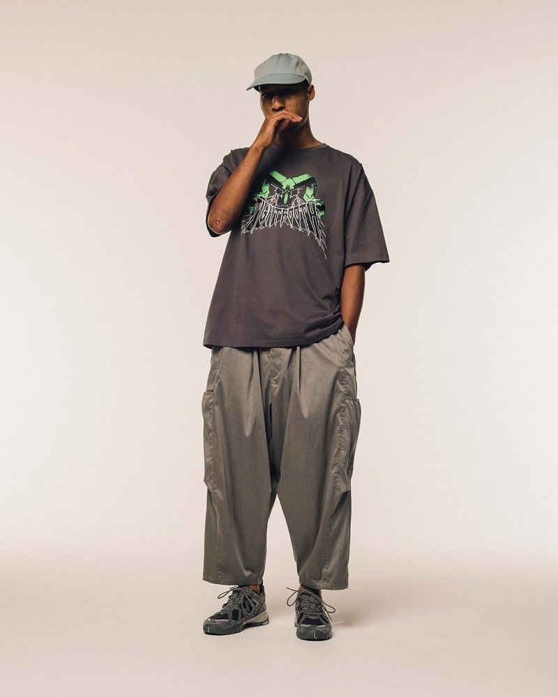 画像3: TIGHTBOOTH/STRIPE CROPPED CARGO PANTS（Grey）［ストライプクロップドカーゴパンツ-24夏］