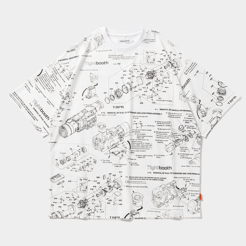 画像1: 【40%OFF】TIGHTBOOTH/ANALYZE T-SHIRT（White）［総柄プリントT-24夏］