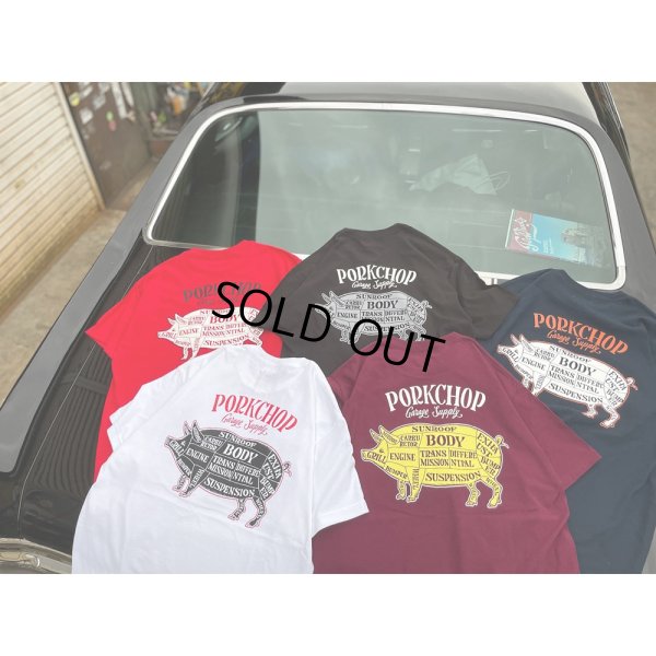 画像5: PORKCHOP/PORK BACK TEE（BURGUNDY）［プリントT-24春夏］