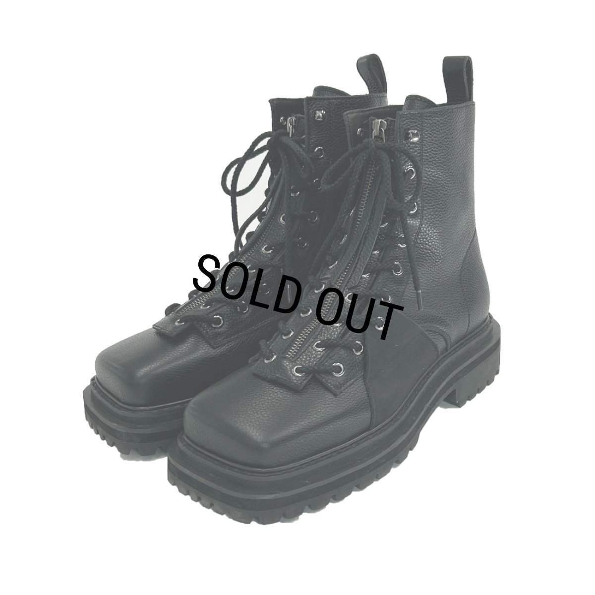 画像1: 【30%OFF】DAIRIKU/"O'Halloran" Square Toe Fireman Boots（Black＆Suede Black）［スクエアトゥファイヤーマンブーツ-24秋冬］ (1)