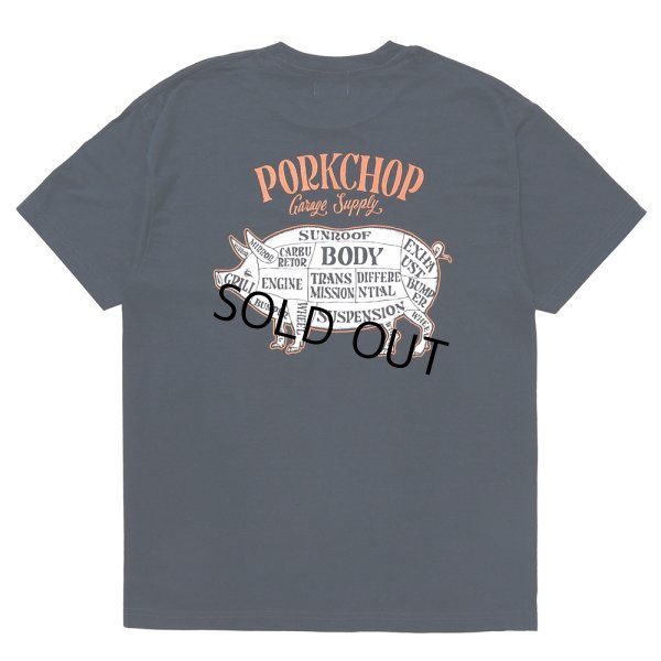 画像1: PORKCHOP/PORK BACK TEE（NAVY）［プリントT-24春夏］