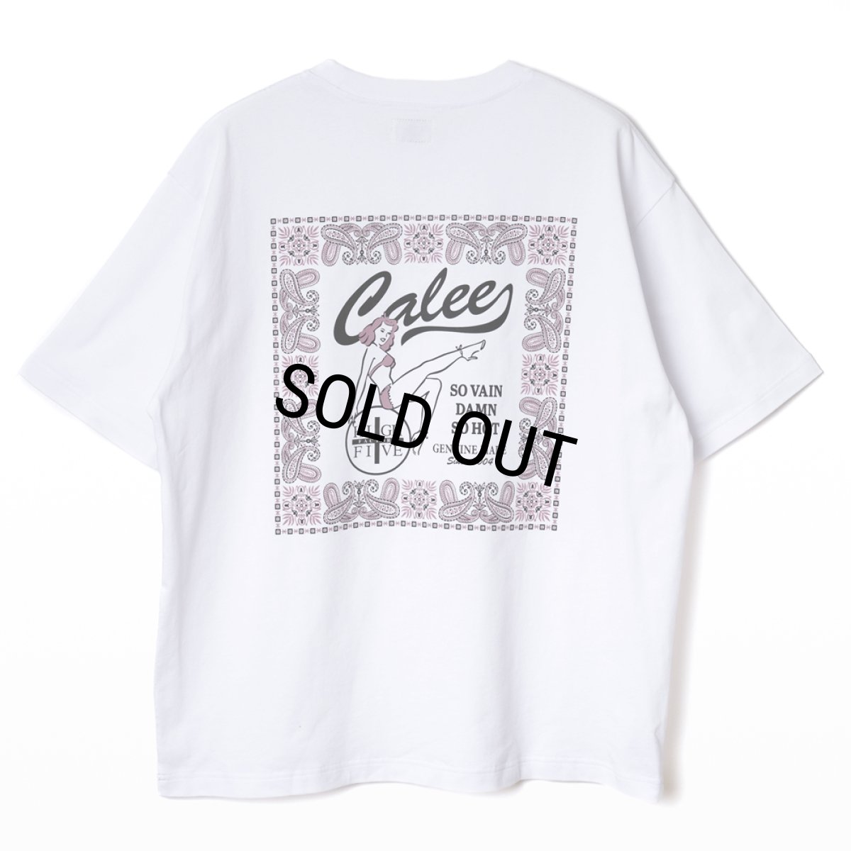 画像1: CALEE/× HIGH FIVE FACTORY CAL RETRO GIRL BANDANNA TEE（WHITE）［プリントT-24春夏］ (1)