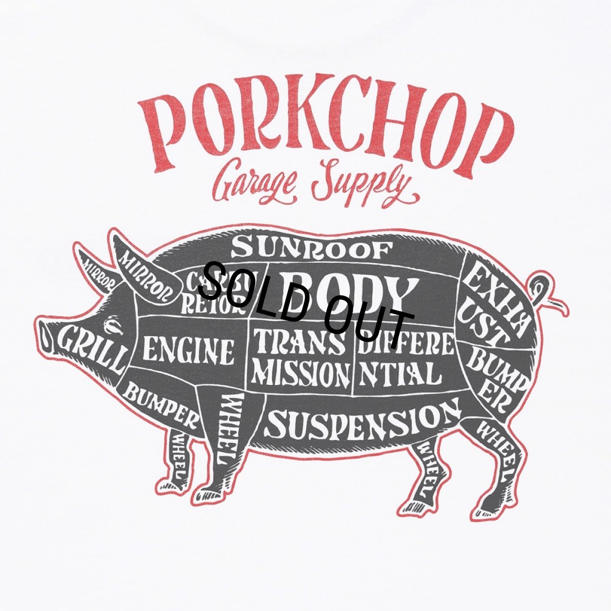 画像4: PORKCHOP/PORK BACK TEE（WHITE）［プリントT-24春夏］ (4)