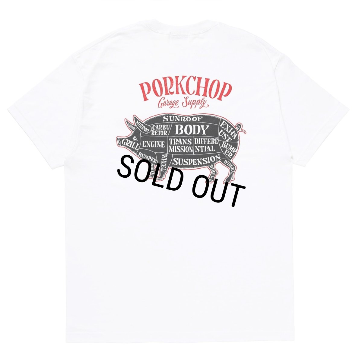 画像1: PORKCHOP/PORK BACK TEE（WHITE）［プリントT-24春夏］ (1)