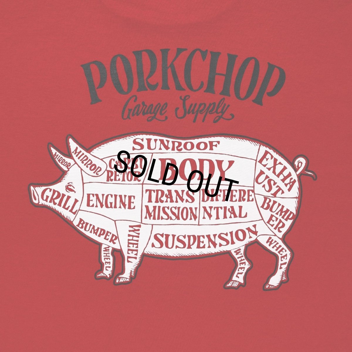 画像4: PORKCHOP/PORK BACK TEE（RED）［プリントT-24春夏］ (4)