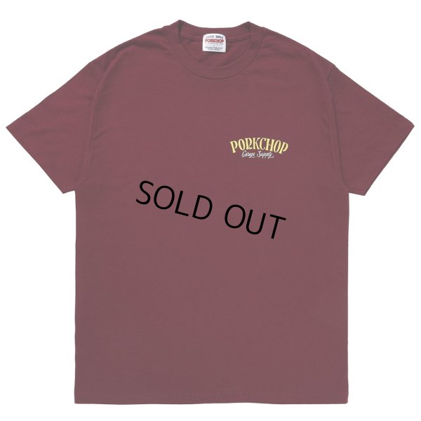 画像2: PORKCHOP/PORK BACK TEE（BURGUNDY）［プリントT-24春夏］