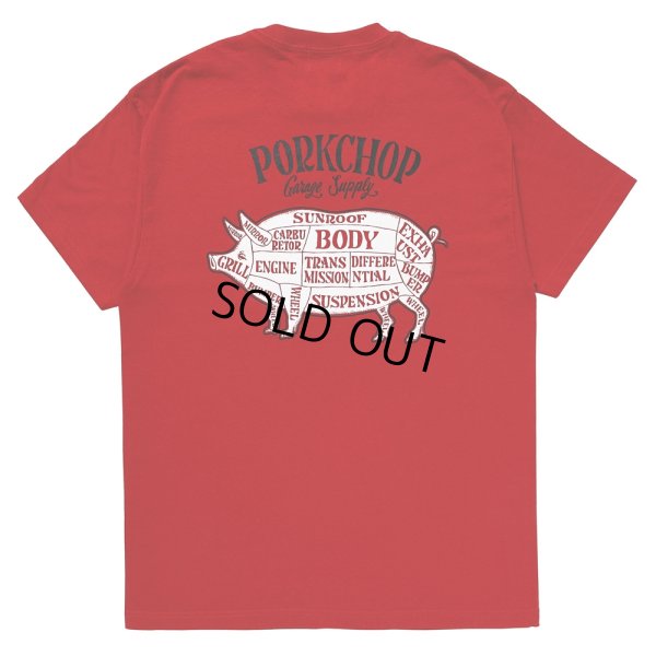 画像1: PORKCHOP/PORK BACK TEE（RED）［プリントT-24春夏］