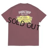 PORKCHOP/PORK BACK TEE（BURGUNDY）［プリントT-24春夏］