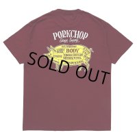 PORKCHOP/PORK BACK TEE（BURGUNDY）［プリントT-24春夏］