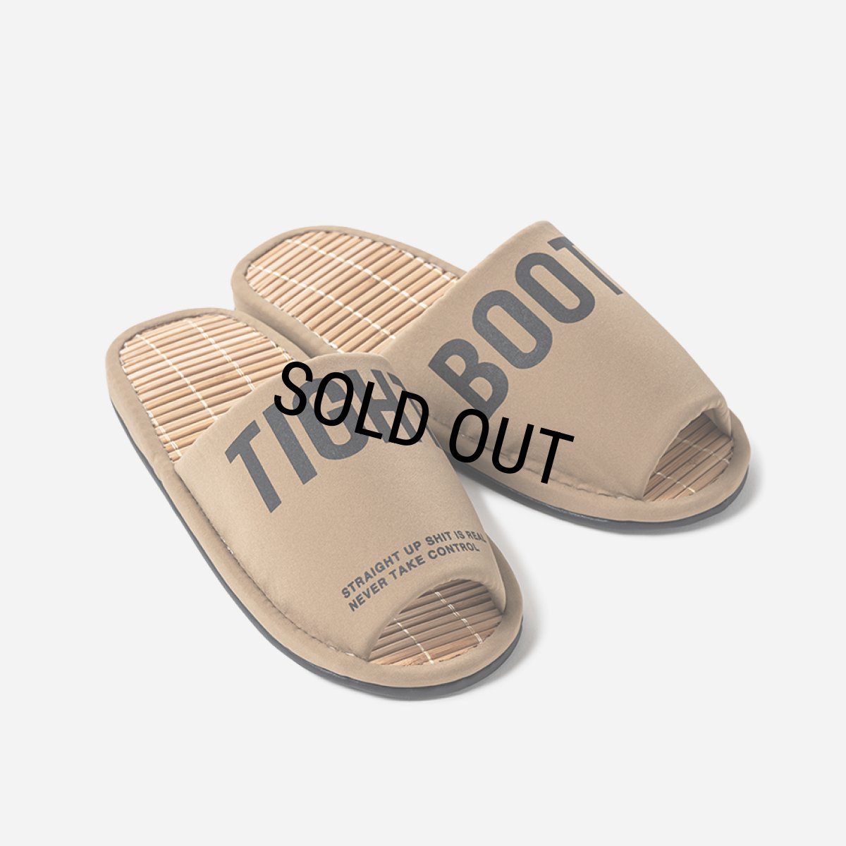画像1: 【30%OFF】TIGHTBOOTH/BIG LABEL ROOM SANDAL（Khaki）［ルームサンダル-24夏］ (1)