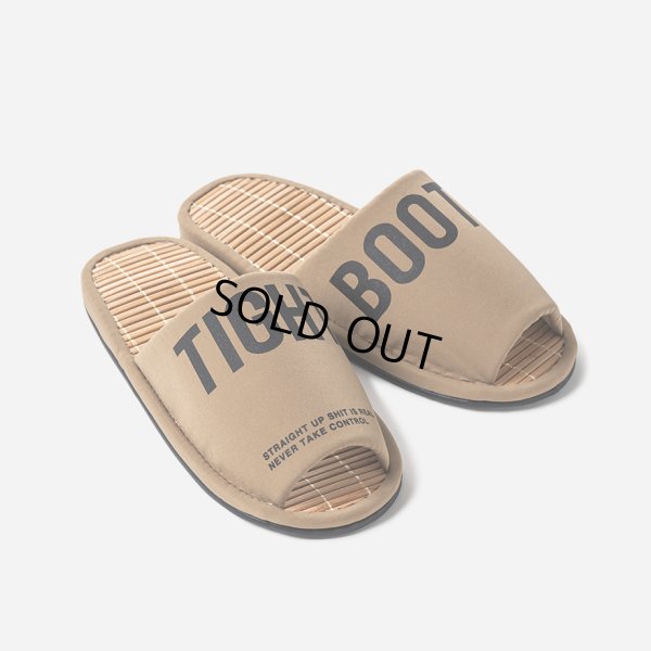 画像1: 【30%OFF】TIGHTBOOTH/BIG LABEL ROOM SANDAL（Khaki）［ルームサンダル-24夏］