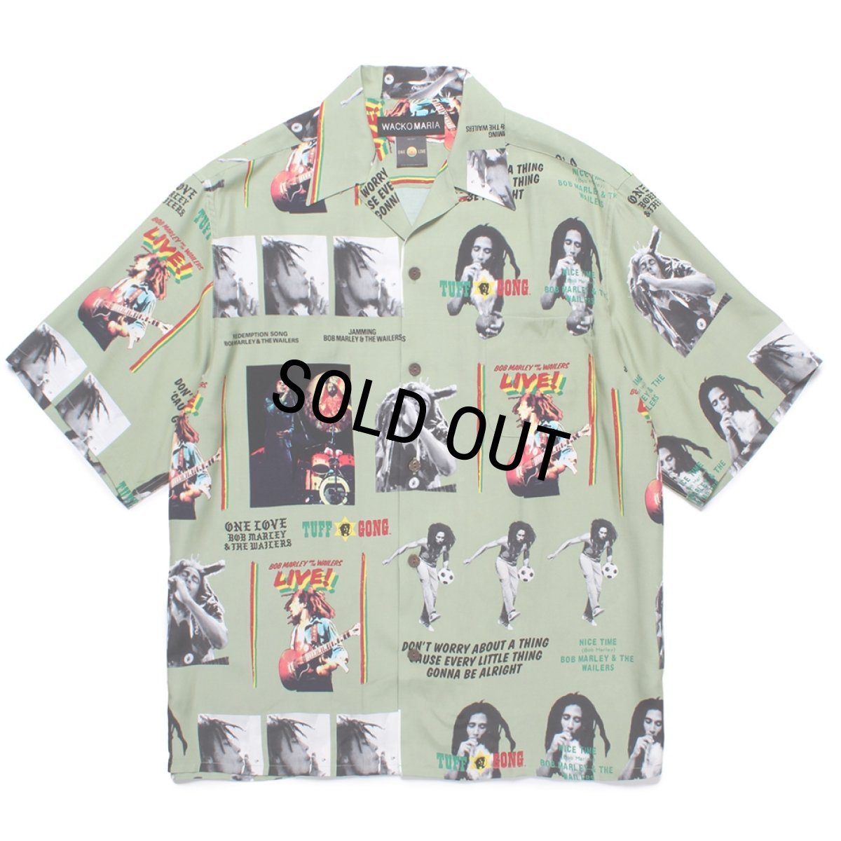 画像1: WACKO MARIA/BOB MARLEY / HAWAIIAN SHIRT（GREEN）［ハワイアンシャツ-24秋冬］ (1)