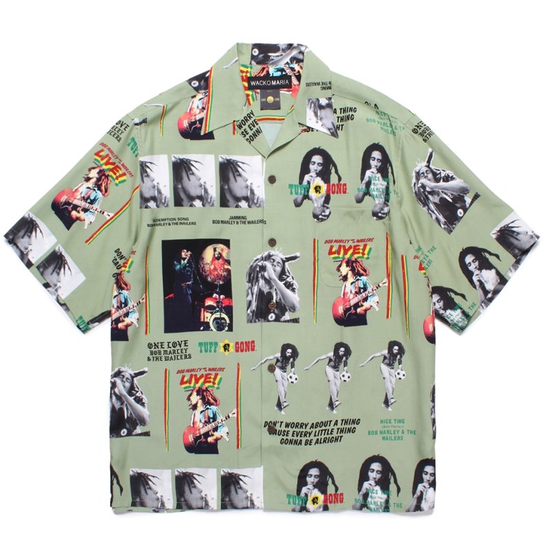 画像1: WACKO MARIA/BOB MARLEY / HAWAIIAN SHIRT（GREEN）［ハワイアンシャツ-24秋冬］