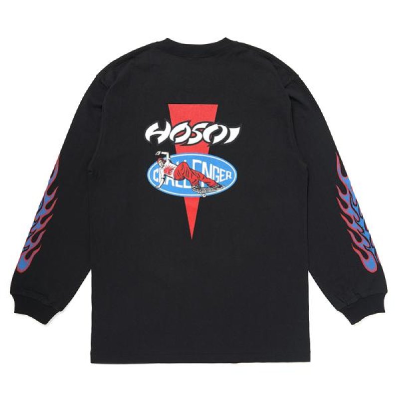 画像2: CHALLENGER/LOGO L/S TEE（×HOSOI）（BLACK）［プリント長袖T-24秋冬］