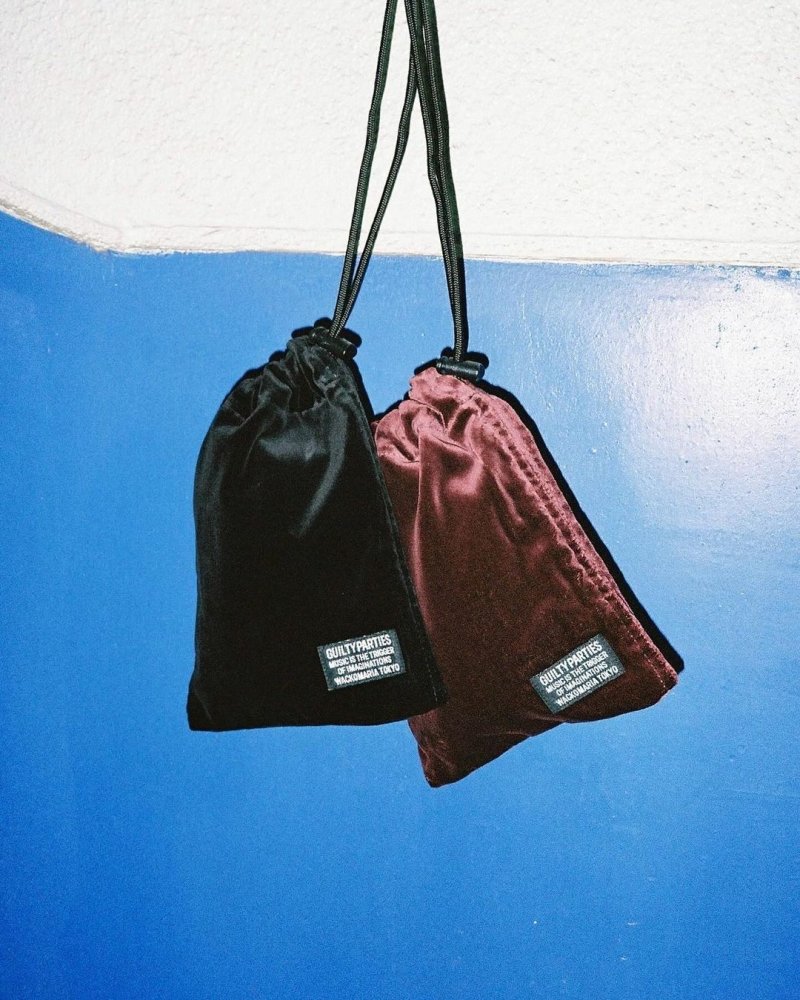 画像2: WACKO MARIA/VELVET DRAWSTRING BAG（BURGUNDY）［ドローストリングバッグ-24秋冬］