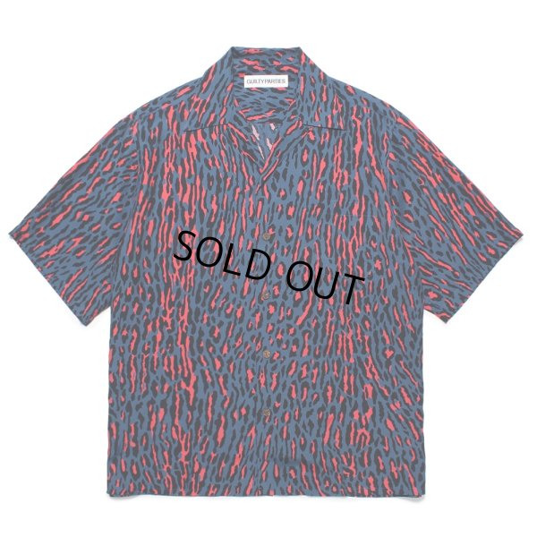 画像1: WACKO MARIA/LEOPARD HAWAIIAN SHIRT（BLUE）［レオパードハワイアンシャツ-24秋冬］