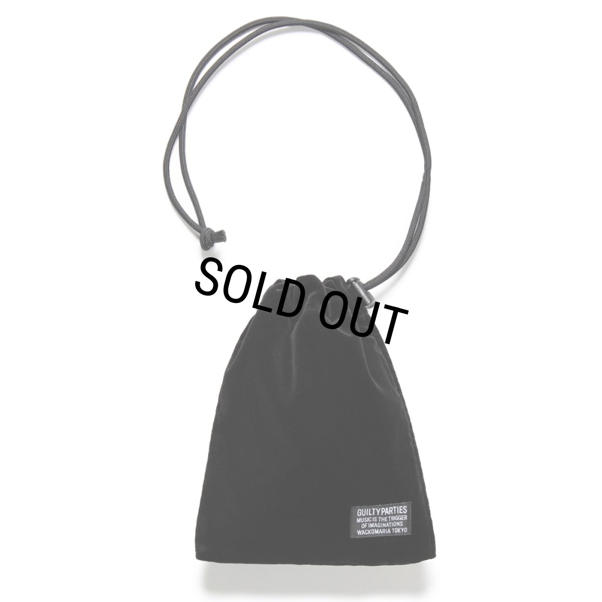 画像1: WACKO MARIA/VELVET DRAWSTRING BAG（BLACK）［ドローストリングバッグ-24秋冬］ (1)