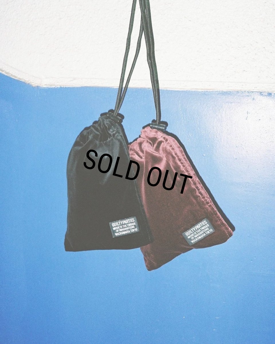 画像2: WACKO MARIA/VELVET DRAWSTRING BAG（BURGUNDY）［ドローストリングバッグ-24秋冬］ (2)