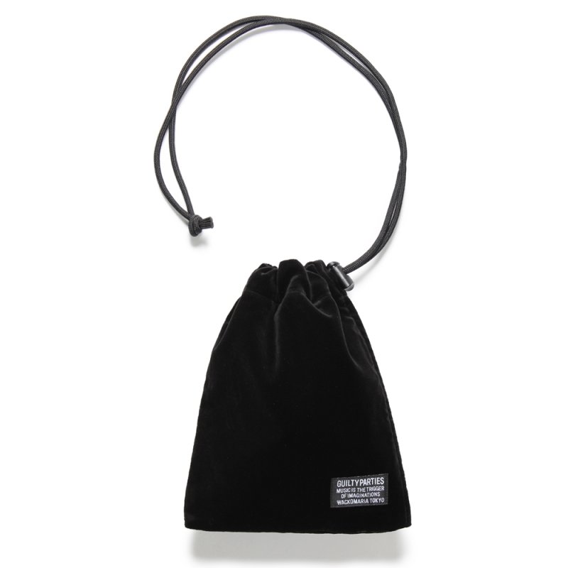 画像1: WACKO MARIA/VELVET DRAWSTRING BAG（BLACK）［ドローストリングバッグ-24秋冬］